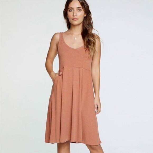 CHASER RIBBED OFF DOUBLE V TANK MIDI DRESS JASMINE. Size Small. NWT - Picture 1 of 6